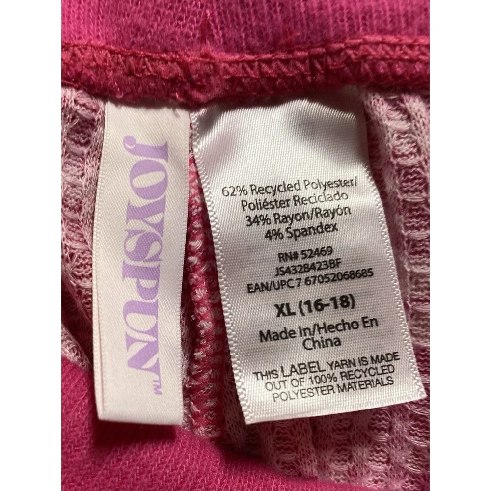 JoysPUN Women XL 16-18 Pink Floral Jogger Pants Drawstring Lounge Pajama Cozy